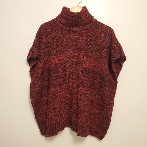 Apt. 9 Women’s Turtle Neck Poncho Knit Sweater Red Black - (OS) - Picture 5 of 13